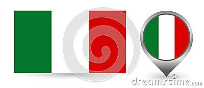 Vector flag Italy. Location point with flag italian inside. Vector Illustration