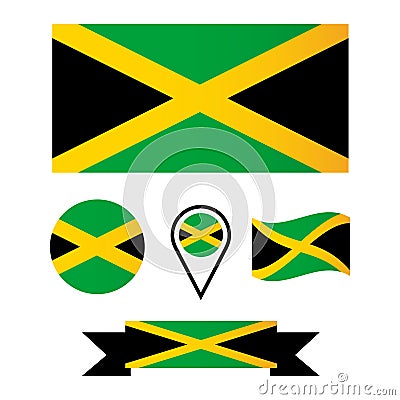 Vector flag of Jamaica. Collection of flags Vector Illustration