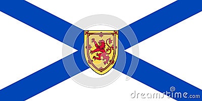 Vector flag of Nova Scotia province Canada. Halifax, Cape Breton Vector Illustration