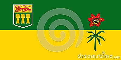 Vector flag of Saskatchewan province Canada. Saskatoon, Regina Vector Illustration