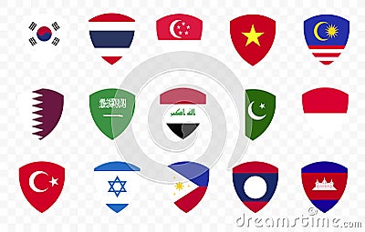 Vector flag in shield frame icons sign Vector Illustration
