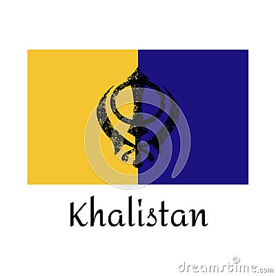 Vector flag of sikh. Sikhism spititually icon, sacred symbol - khanda. Happy vaisakhi. design template for poster Vector Illustration