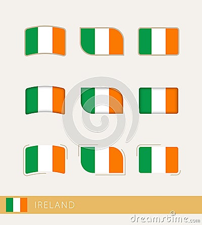 Vector flags of Ireland, collection of Ireland flags Vector Illustration