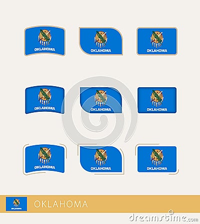 Vector flags of Oklahoma, collection of Oklahoma flags Vector Illustration