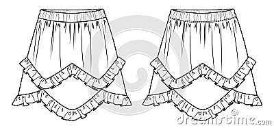 Vector flared mini skirt with frills Vector Illustration