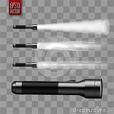 Vector flashlight isolated on transparent background. Light effect Vector Illustration