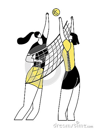 Vector flat abstract a women playing volleyball. Vector Illustration