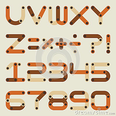 Vector flat alphabet in building kit style. Vector Illustration