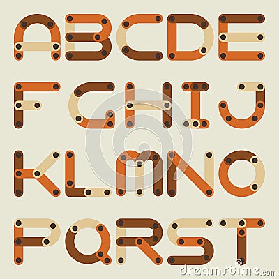 Vector flat alphabet in building kit style. Vector Illustration