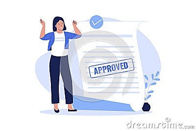 Vector flat of approved document Cartoon Illustration