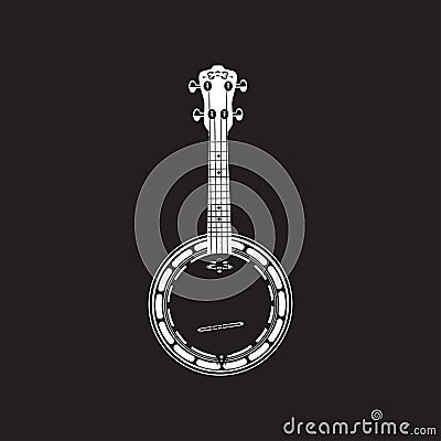 Vector flat banjo, white template Vector Illustration