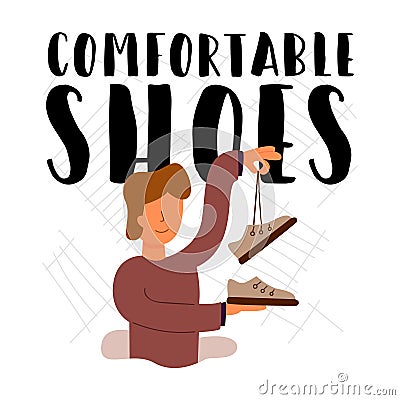 Comfortable shoes brand He enjoys good choice. Vector Illustration