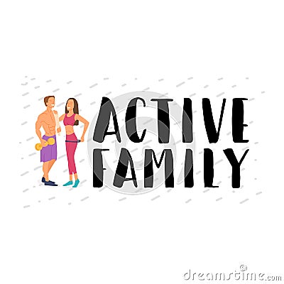 Fitness young energetic family involved in sports Vector Illustration