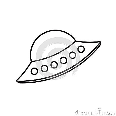 Vector flat black outline alien ufo icon Vector Illustration