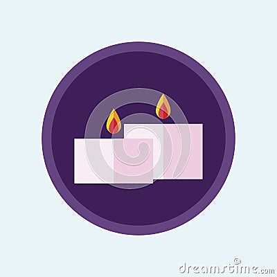 Vector flat candle icon. Flat design candle icon. Halloween, christmas Vector Illustration