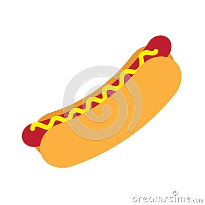 Vector flat cartoon hot dog hotdog icon Vector Illustration