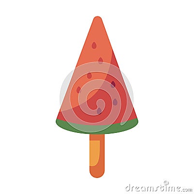 Vector cartoon illustration watermelon ice cream. Vector Illustration