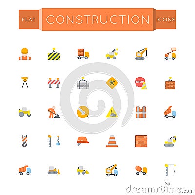 Vector Flat Construction Icons Vector Illustration
