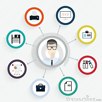 Vector flat customer office concept - icons and infographic design elements - client experience Vector Illustration