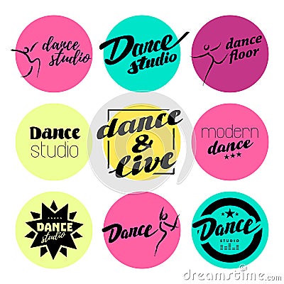 Vector flat dance studio logo. Vector Illustration