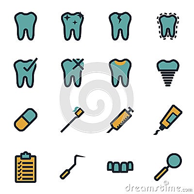 Vector flat dental icons set Stock Photo
