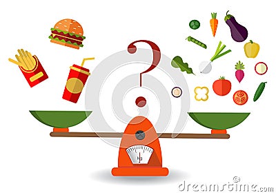 Vector. Flat design. Concept of weight loss, healthy lifestyles Vector Illustration