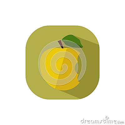 Flat design Yellow Bitten Apple Stock Photo