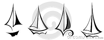 Vector flat design sailing yacht boat transportation icon Vector Illustration