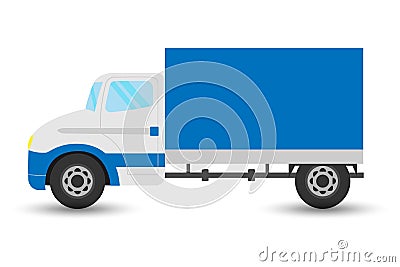 Vector flat design transportation icon featuring small size moving truck Stock Photo