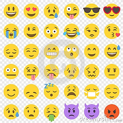 Vector Flat Emoticon big set Vector Illustration