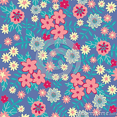 Vector Flat flowers Seamless pattern background Abstract floral elements seamless pattern. Vector sketch ready for Vector Illustration