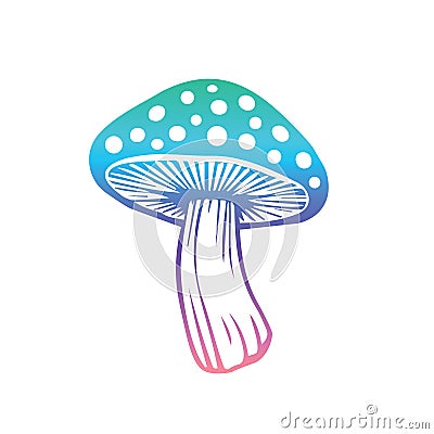 Vector flat fly agaric mushroom icon isolated on white background. amanita Vector Illustration