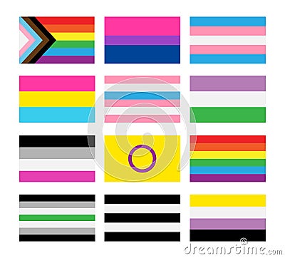 Vector flat Gender lgbt flag icons set Vector Illustration