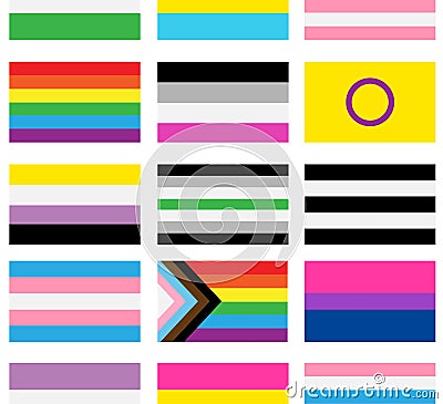 Vector flat Gender and Sexual lgbt flag icons set Vector Illustration