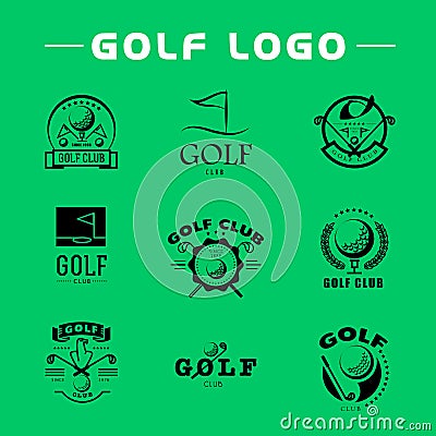 Vector flat golf logo design. Vector Illustration