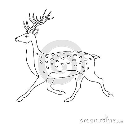 Vector flat hand drawn outline deer Vector Illustration