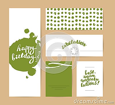 Vector flat holiday hand drawn creative cards. Vector Illustration