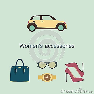 Vector flat icons design concept of fashion accessories Vector Illustration