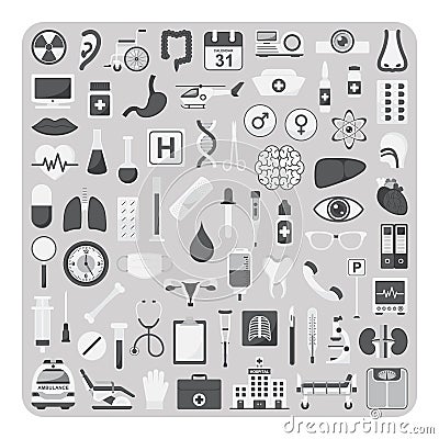 Vector of flat icons, Medical set Vector Illustration
