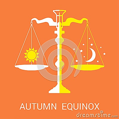 Vector flat illustration of the autumn or fall equinox. Vector Illustration