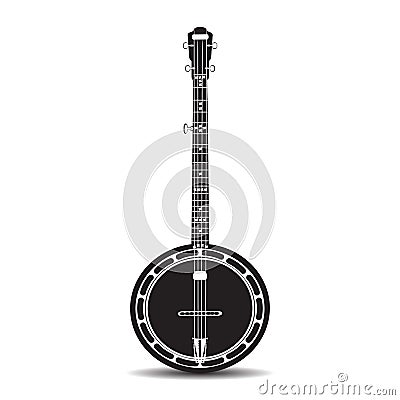 Vector flat illustration of banjo, musical instrument Vector Illustration
