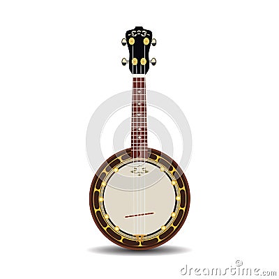 Vector flat illustration of banjo, musical instrument Vector Illustration