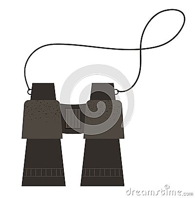 Vector flat illustration of a binoculars. Traveling or search equipment icon. Travel object or spyglass isolated on white Vector Illustration