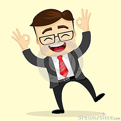 Vector flat illustration. Businessman or manager smiling. Happy man. Vector Illustration