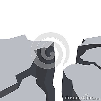 Vector flat illustration of an earthquake. Splits and cracks. Faults in the ground. Natural disaster. Modern cataclysm. Vector Illustration