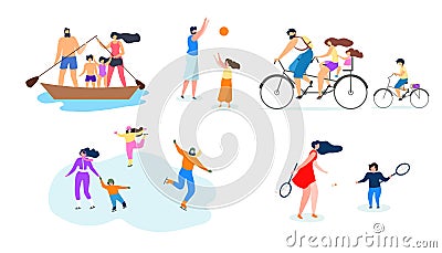 Vector Flat Illustration Family Active Lifestyle. Vector Illustration