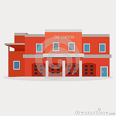 Vector flat illustration of fire station Vector Illustration