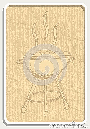Vector flat illustration of fuming barbecue Vector Illustration