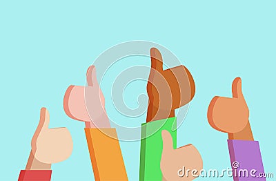 Vector flat illustration of human hands different nationalities Vector Illustration