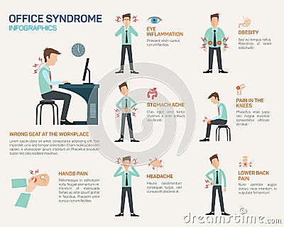 Vector flat illustration for office syndrome Vector Illustration